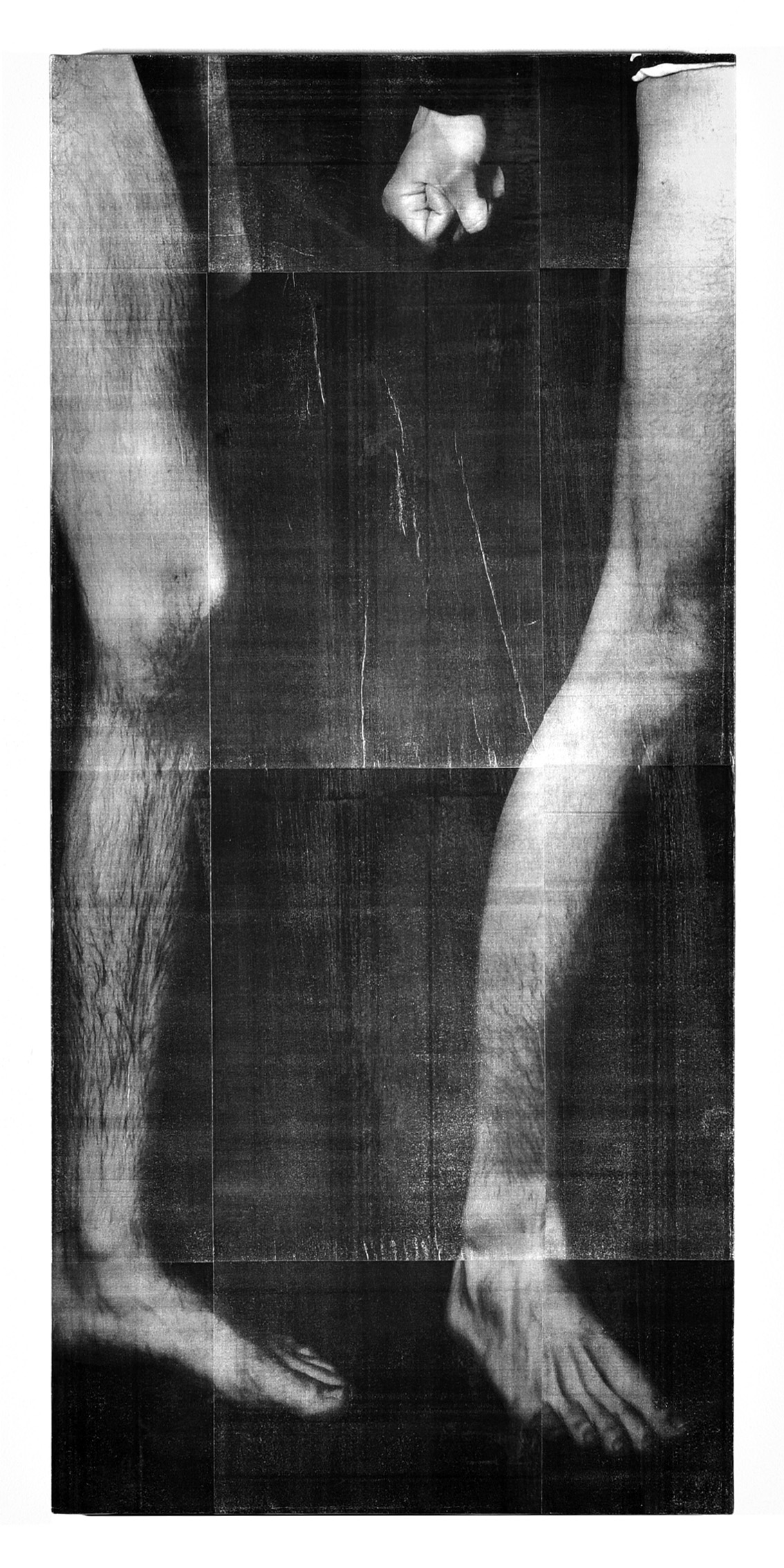 MAKE YOU BELIEVE, laserprint, charcoal and varnish on art panel 80 x 40 cm